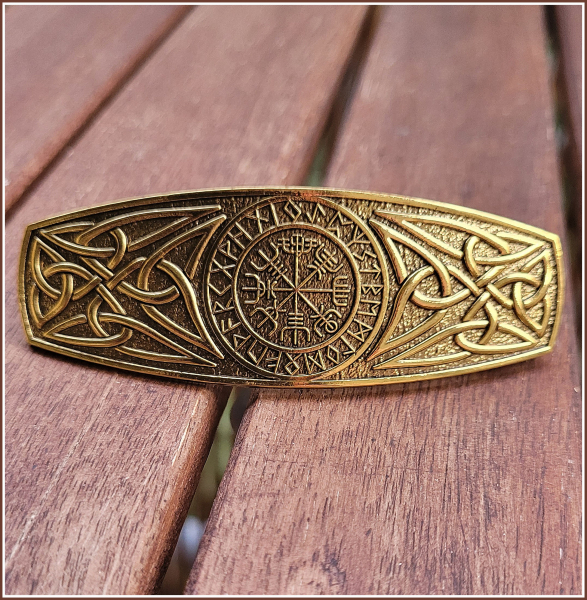Haarspange "Vegvisir" in der Farbe Antikgold