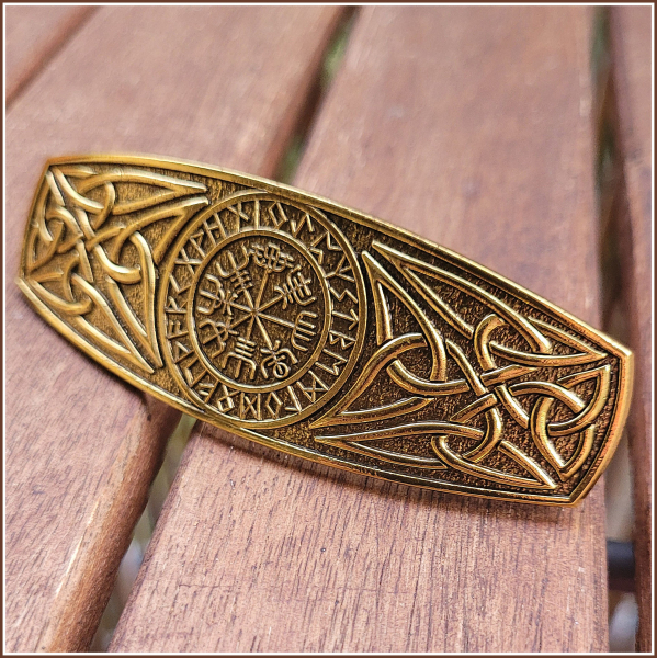 Haarspange "Vegvisir" in der Farbe Antikgold