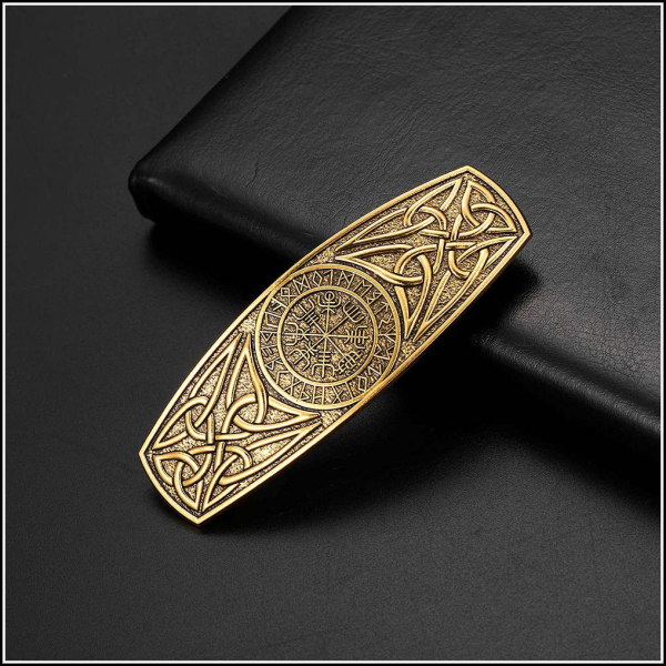 Haarspange "Vegvisir" in der Farbe Antikgold