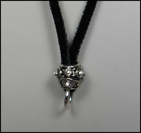 Wechselschmuckkette "Schwarzes Wildleder & Strass" - 83 cm