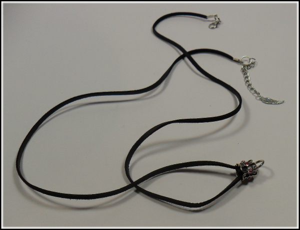 Wechselschmuckkette "Schwarzes Wildlederimitat & rosa Strass" - 78 cm