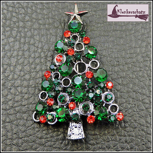 Brosche "Funkelnder Weihnachtsbaum"