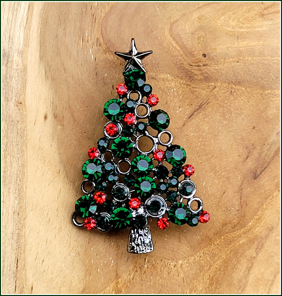Brosche "Funkelnder Weihnachtsbaum"
