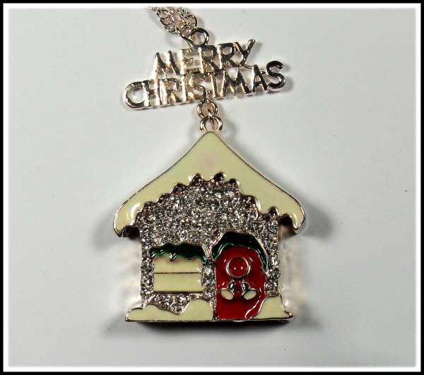 Lange Halskette "Weihnachtshaus"