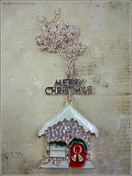 Lange Halskette "Weihnachtshaus"