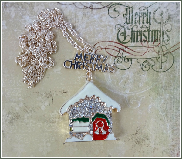 Lange Halskette "Weihnachtshaus"