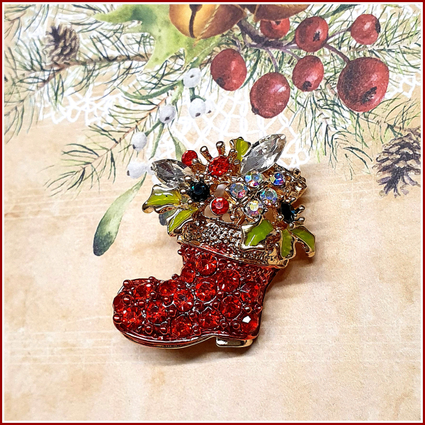 Brosche "Nikolaus- oder Weihnachtsstiefel"