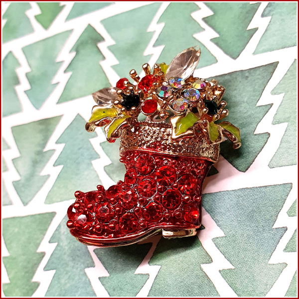 Brosche "Nikolaus- oder Weihnachtsstiefel"