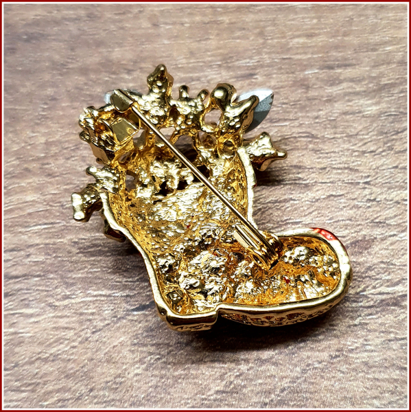 Brosche "Nikolaus- oder Weihnachtsstiefel"