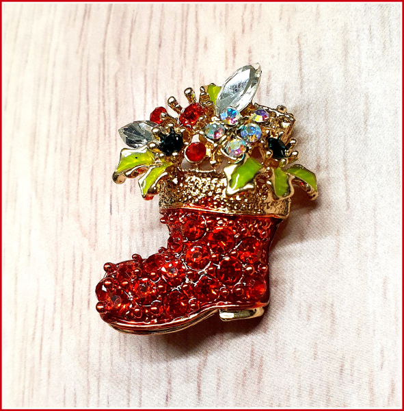 Brosche "Nikolaus- oder Weihnachtsstiefel"