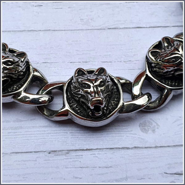 Armband "Wölfe" aus Edelstahl - 21 cm