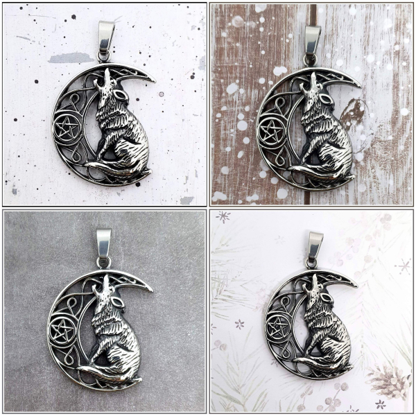 Kettenanhänger "Wolfsmond"  aus Edelstahl