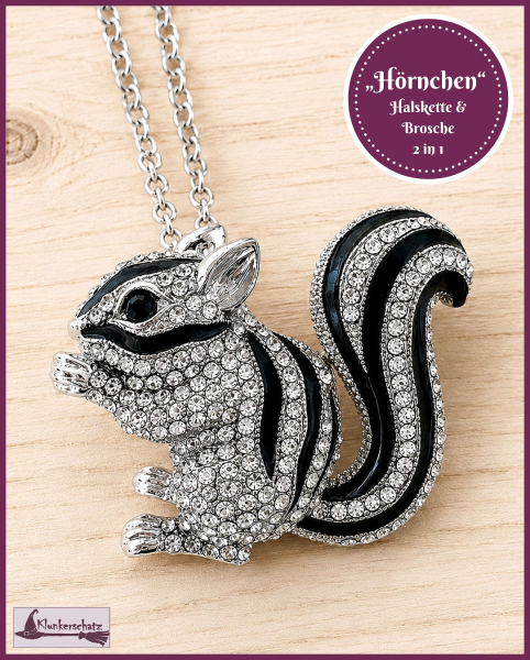 Halskette & Brosche "Hörnchen" - 2 in 1
