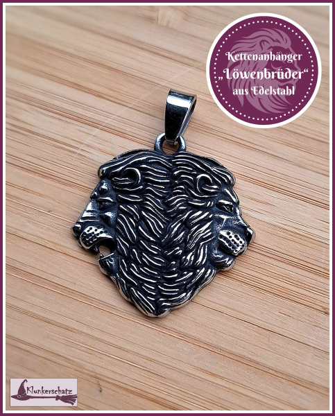 Kettenanhänger "Löwenbrüder" aus Edelstahl